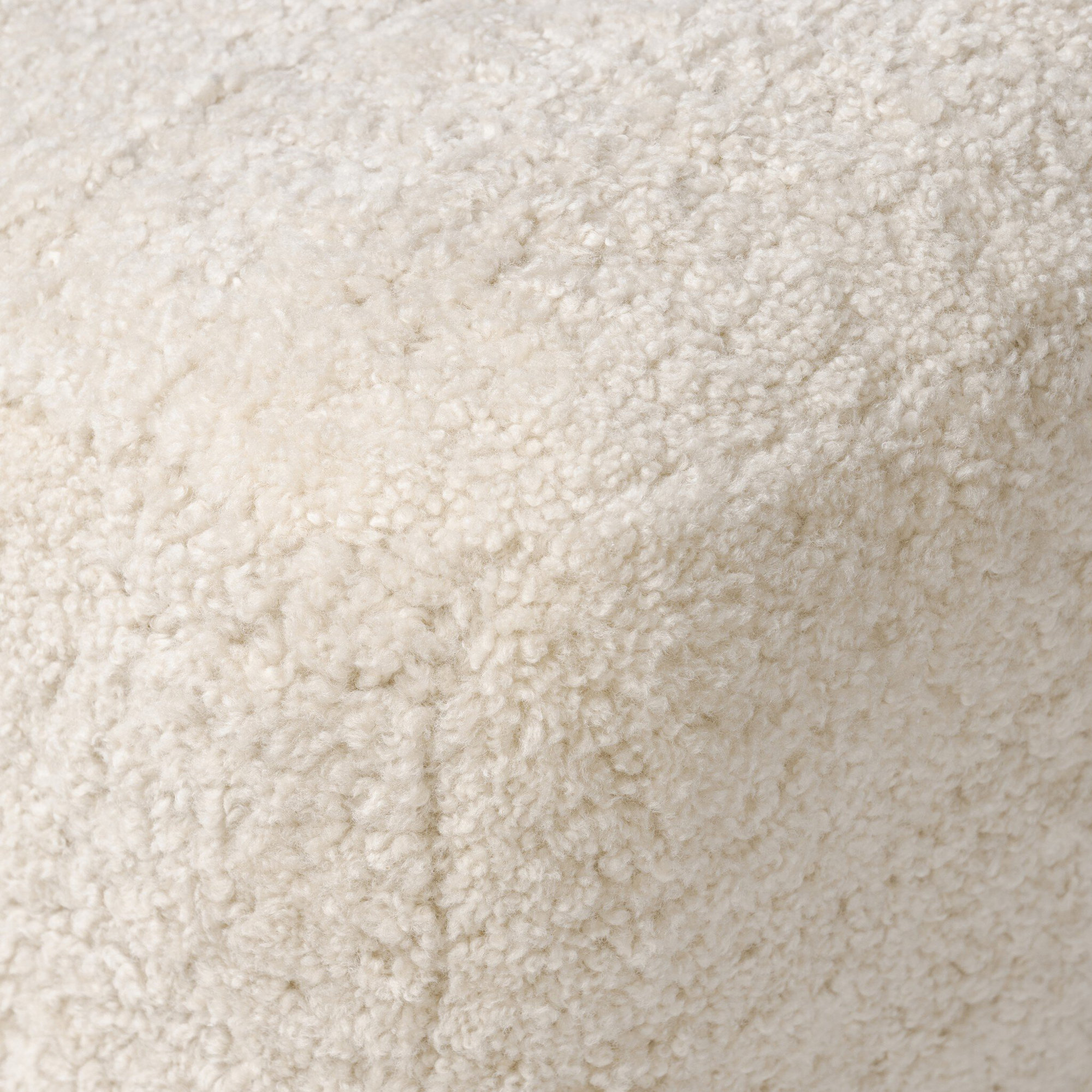 Oslo Ottoman, Beige Shearling, Worn Oak