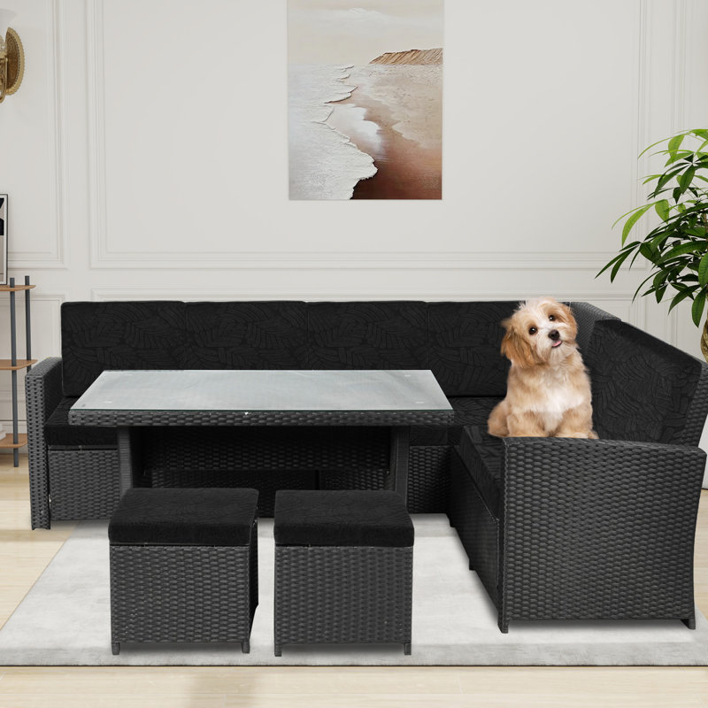 Waterproof Stretch Outdoor Patio Seat Cushion Covers, Black