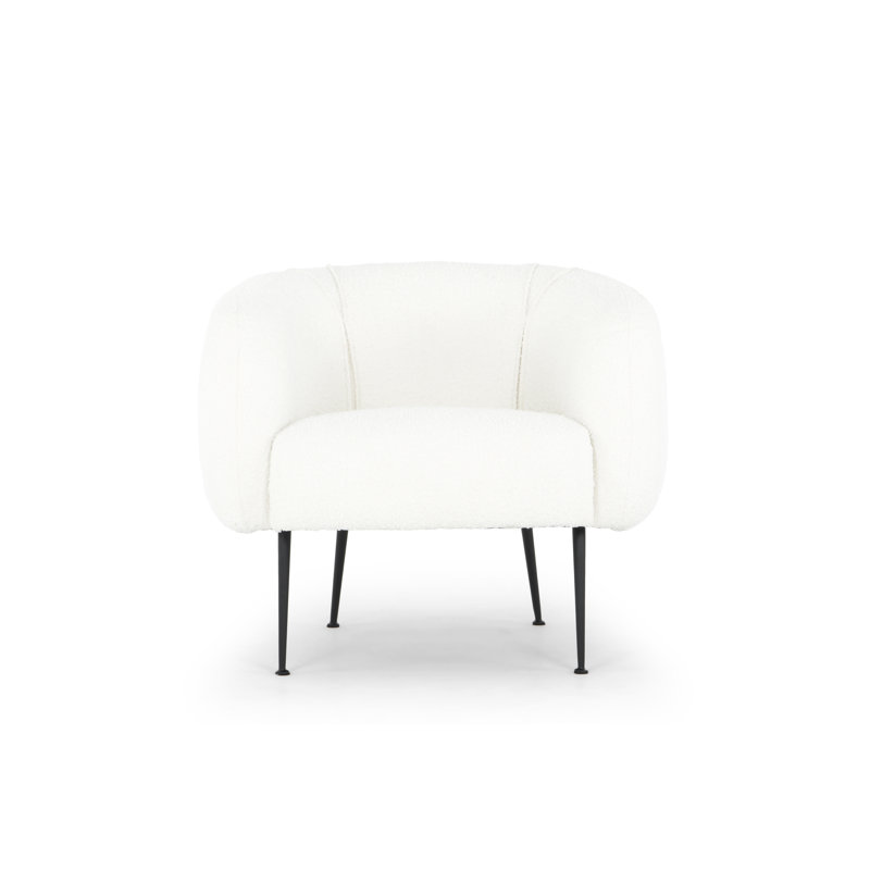 Metro Barrel Chair, Bouclé White Polyester