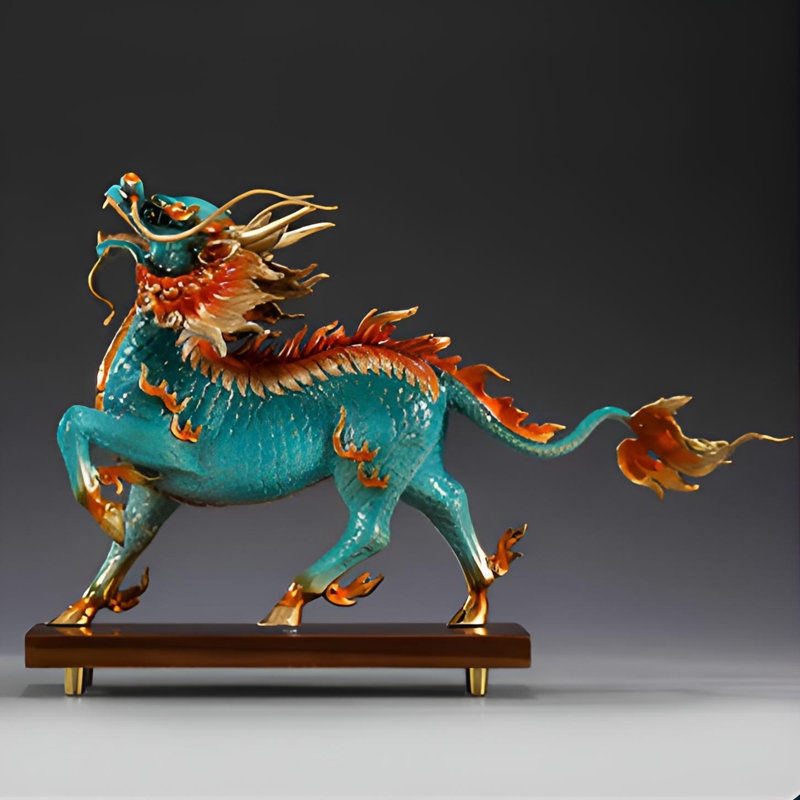 Ornement en laiton exquis Kirin - pièce de décoration artistique