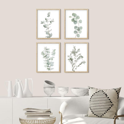 " IDEA4WALL Framed Pastel Watercolor Forest Plant Wall Art, Set of 4 Collage Nature Garden Wall Decor Prints, Nature Wilderness Wall Decor for Living Room, Bedroom " 4 Piece Art Graphic Art Print