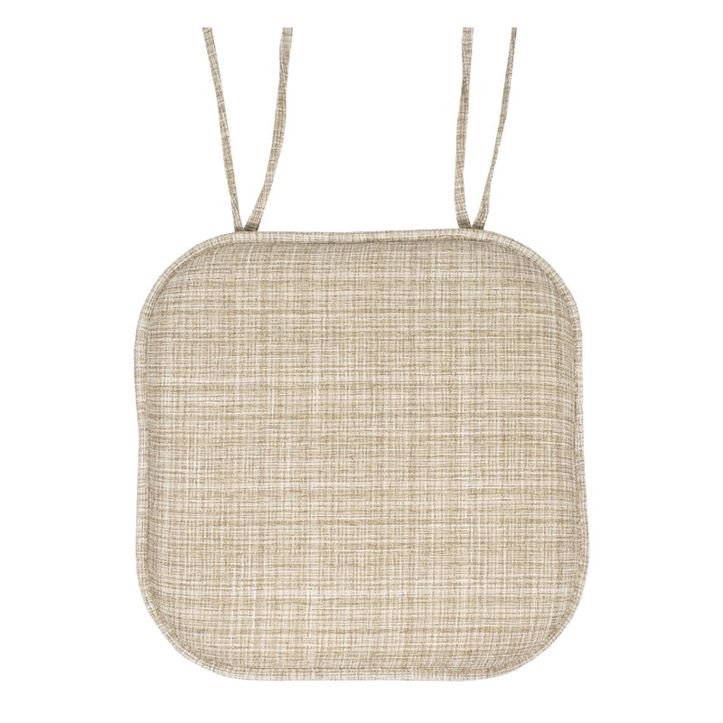 Aria Memory Foam Non-Slip 16" x 16" Chair Cushion Pad with Ties, 4, Beige Multi