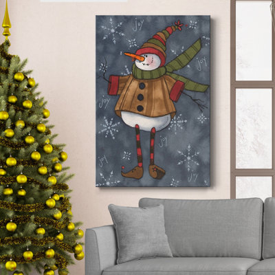 Bonhomme de neige bonhomme de neige sur toile tendue avec châssis - prêt à accrocher