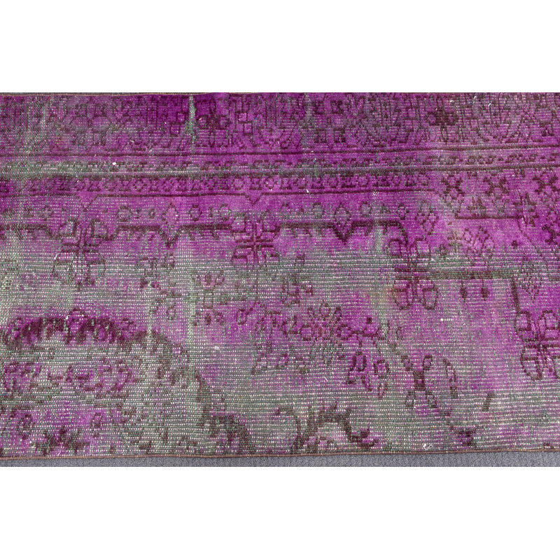 Modern Wool Rug, 31.1x67.7 Inch Purple Geometric Rug