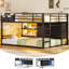 Lit superposé double au-dessus de simple avec 6 tiroirs de rangement, lits superposés en métal avec lumières à DEL, lit superposé convertible avec garde-corps très haut et échelle antidérapante-672915022