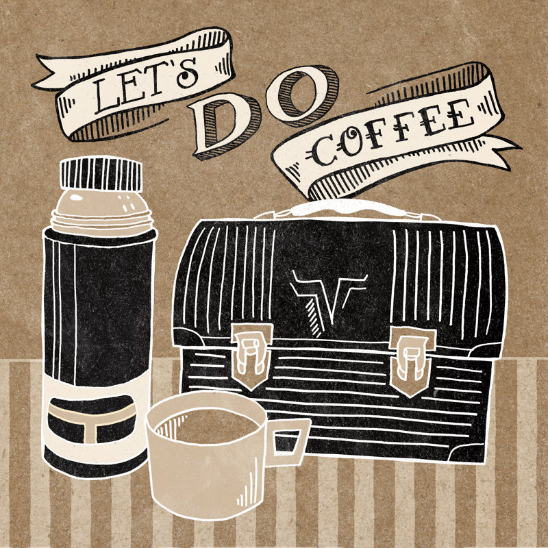 Lets Do Coffee Taupe by Mary Urban - Wrapped Canvas Painting, 51cm H x 51cm W x 3.8cm D