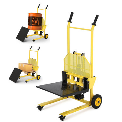 441lbs Hydraulic Material Lift Dolly, 36" Max Lift Height Pallet Stacker with Removable Steel Platform