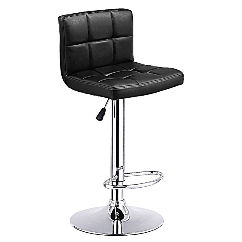 Watanabe Swivel Upholstered Adjustable Height Counter Stool with Metal Frame, Black