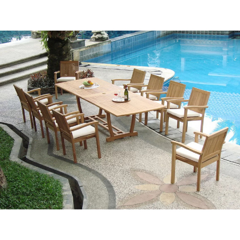 Ensemble repas 11 pièces teck luxueux Manzanita, 10