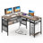 Sharvin Modular L-Shaped Steel Computer Desk with Built-In Electrical Outlet