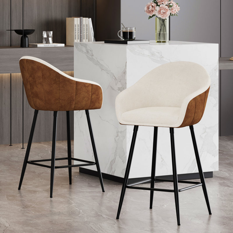 Tabourets de bar de 26,5 po de style moderne à hauteur de comptoir, avec revêtement confortable, pieds en métal durables assurant la stabilité