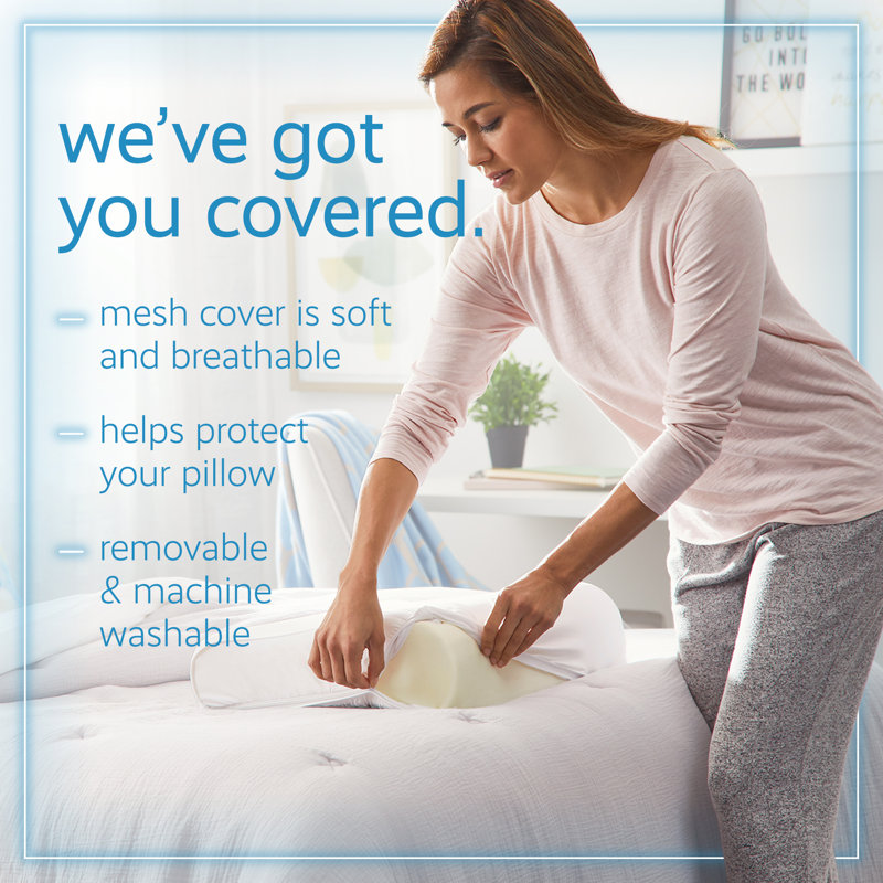 Ergonomic White Memory Foam Contour Pillow with Mesh Cover
