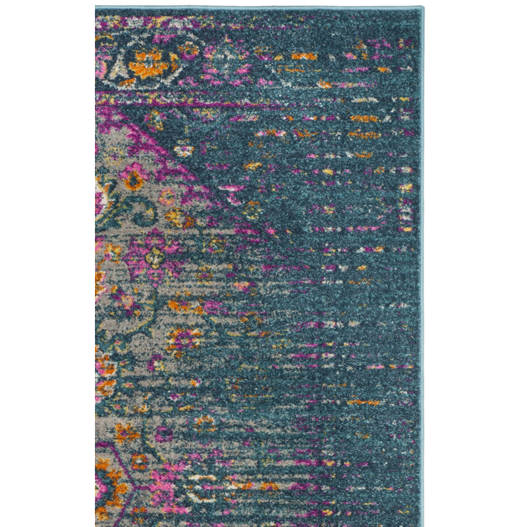 Felty Floral Blue Area Rug