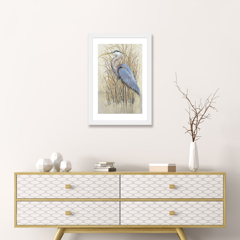 «Wading II» par Timothy O 'Toole - impression d'art graphique, H 24 po x l 16 po x P 1 po, Encadré par un papier blanc
