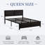 Ensemble de chambre à coucher grand lit 3 pièces Kempst, ensemble de lit plateforme et table de chevet en bois moderne, ensemble de meubles de chambre à coucher de style maison de campagne industriel en noir, aucun sommier nécessaire-1799341965-1799342001
