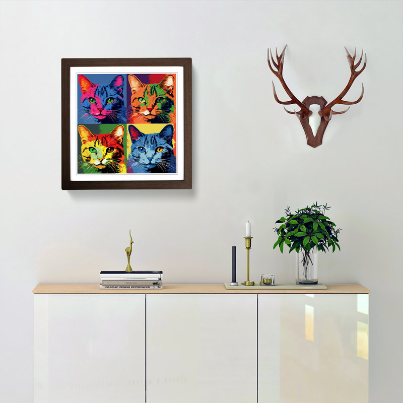 Cat Pop Art - Framed Print, Walnut