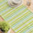 Table Runner, 100% Cotton, 16X108", Green Stripes & Ink Splatter-1928969935