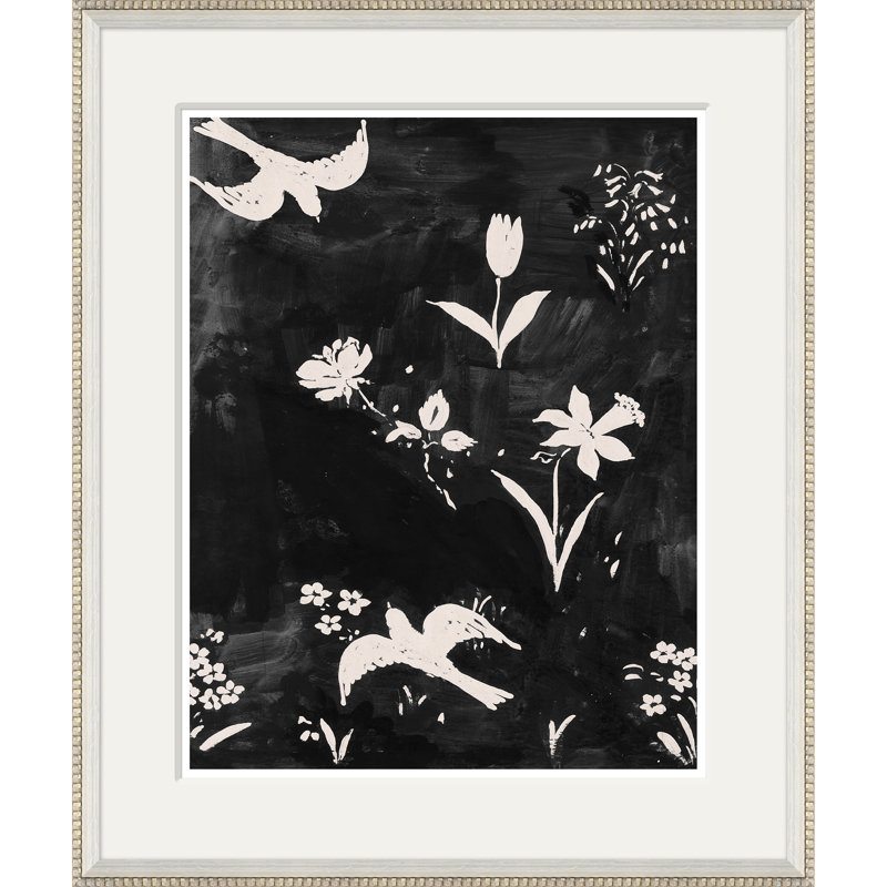 Black Fleur D'Oiseaux Print by Paule Marrot