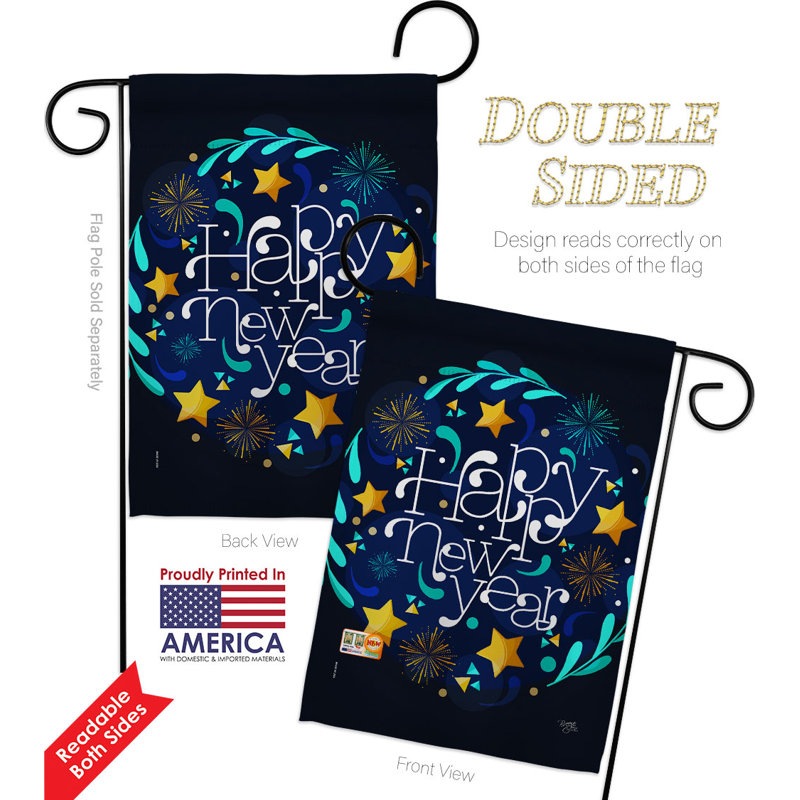 Double Sided 18.5'' H x 13'' W Polyester New Year's Garden Flag