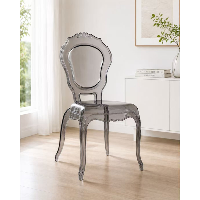 Slattery Mid Century Modern Assembled Dining Accent Polycarbonate Plastic Dining Chair, Gray