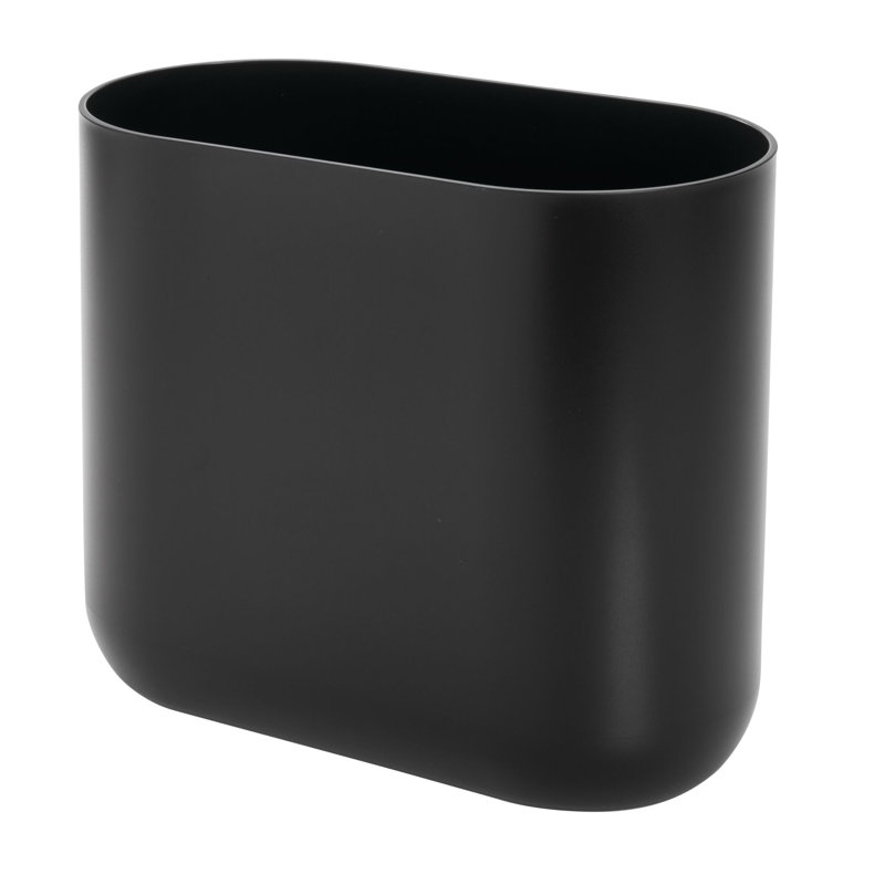 Ensemble de 2 petites poubelles de salle de bain ovales en plastique iDesign, Noir, noir, noir, noir