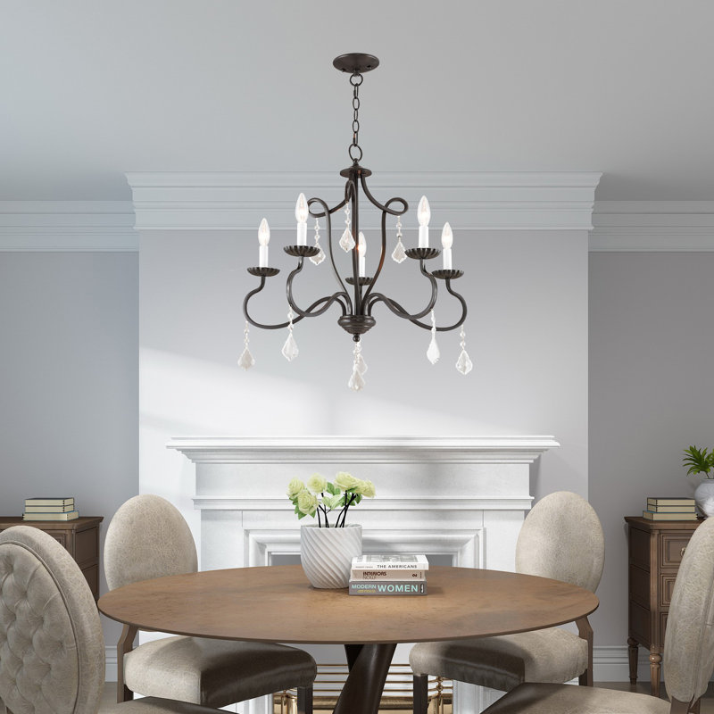 Doncaster 5 - Light Nickel Chandelier, English Bronze