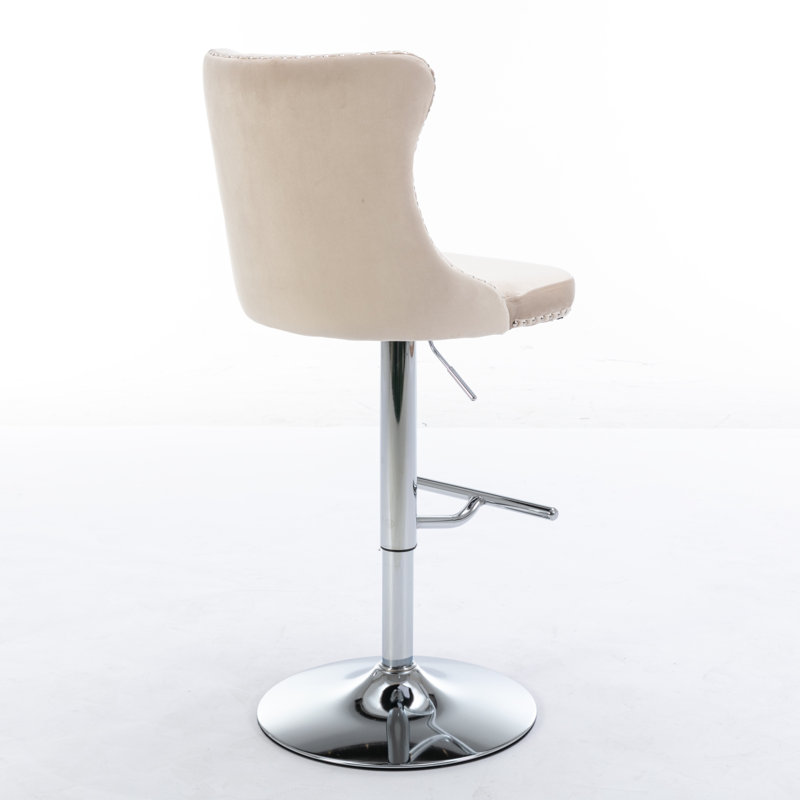 Rosella Swivel Upholstered Adjustable Height Counter Stool with Metal Frame, Beige