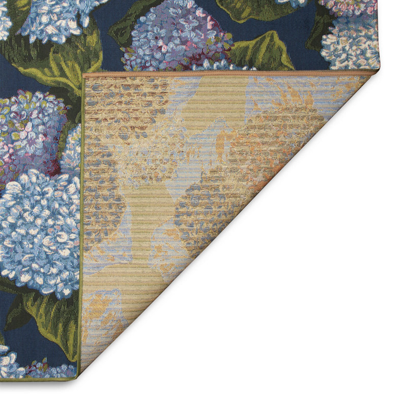 Tapis intérieur / extérieur Marina Hydrangea Blooms, Rectangle 6 pi 6 po x 9 pi 4 po