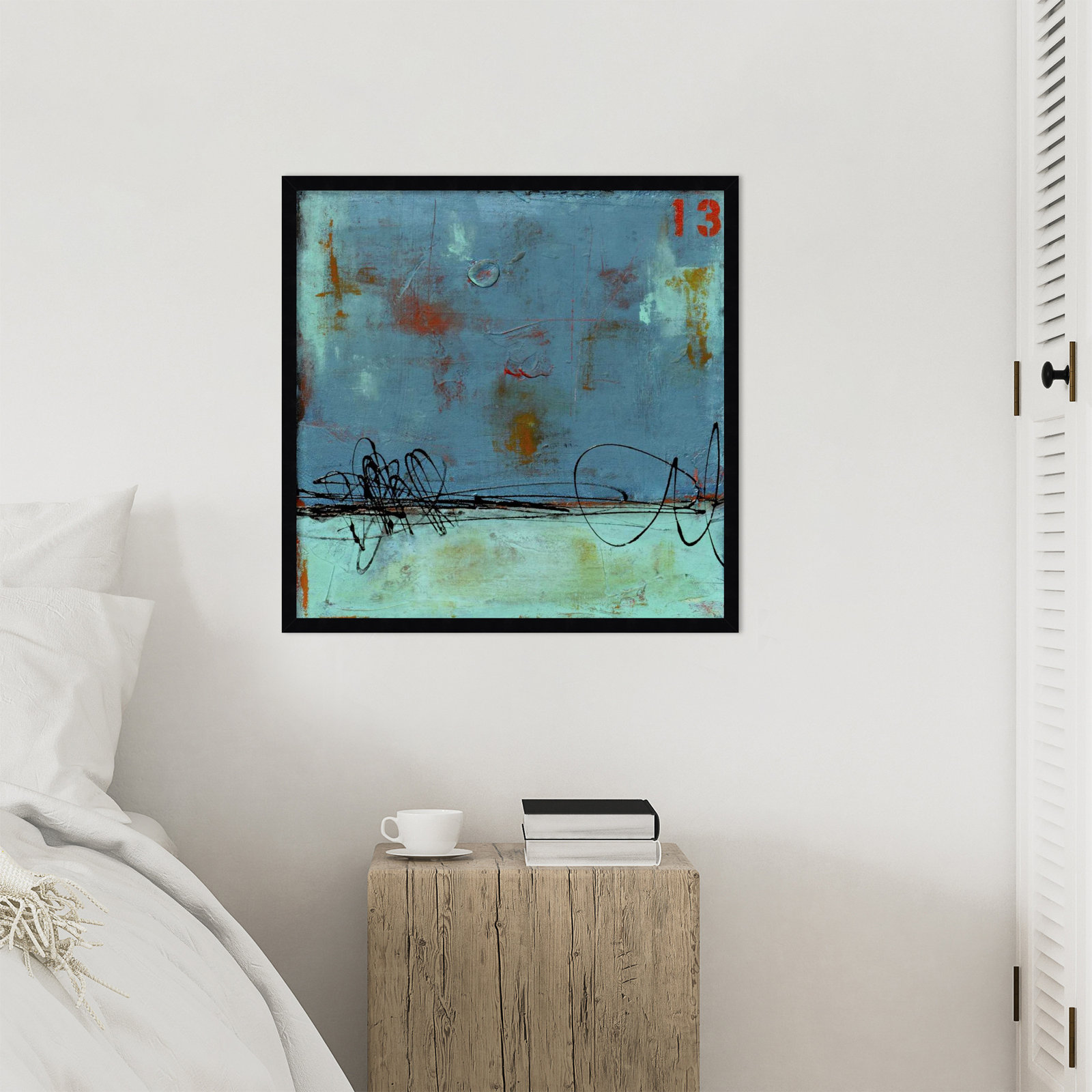 Blue Bay Marina I Print by Erin Ashley, 25" H x 25" W, Black