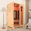 Sauna infrarouge pour 2 personnes avec chauffage à spectre complet - Sauna sec d'intérieur avec 5 panneaux de carbone, 1 tube de carbone, une barre d'oxygène et 7 bandes lumineuses de couleur, fabriqué à partir de pruche du Canada, 110 V