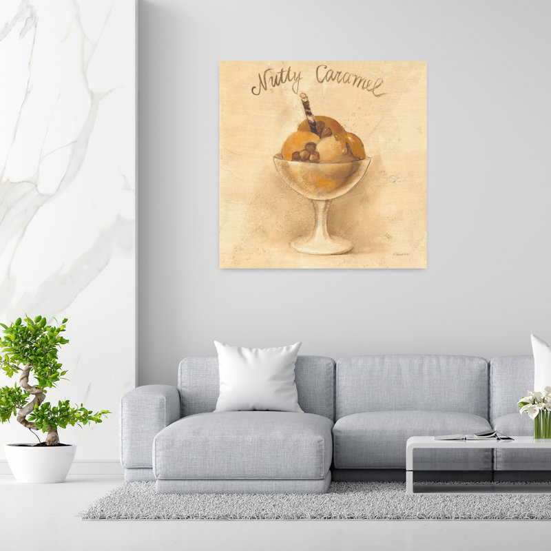 Sundae contemporain caramel noisette avec art caramel brun, H 48 po x l 48 po