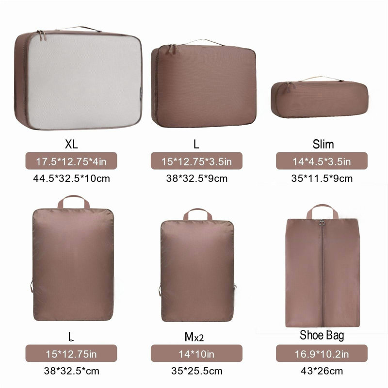 Ultralight Packing Cubes 7 Set, 3 Compression Packing Cubes 3 Packing Organizers With 1 Shoe Bag