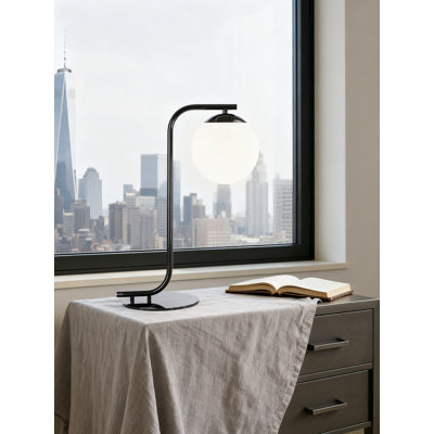 Lampe de table de 20 pouces avec abat-jour en verre givré et base de style marbre pour table de chevet de chambre à coucher, bureau de salon
