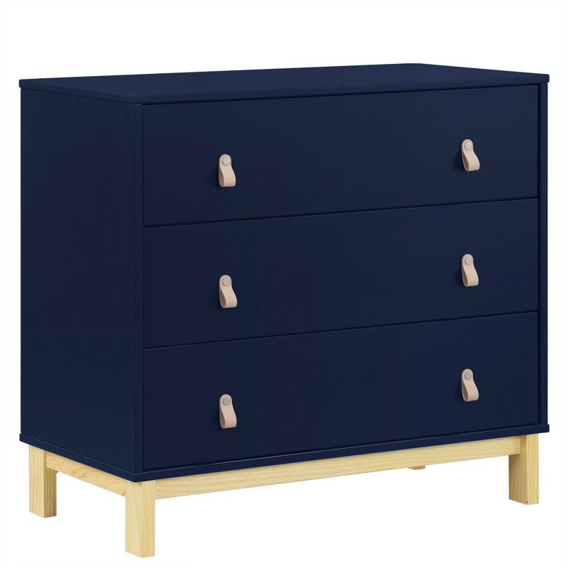 Commode 3 tiroirs avec poignées en cuir babyGap par Delta Children Legacy, Marine / naturel
