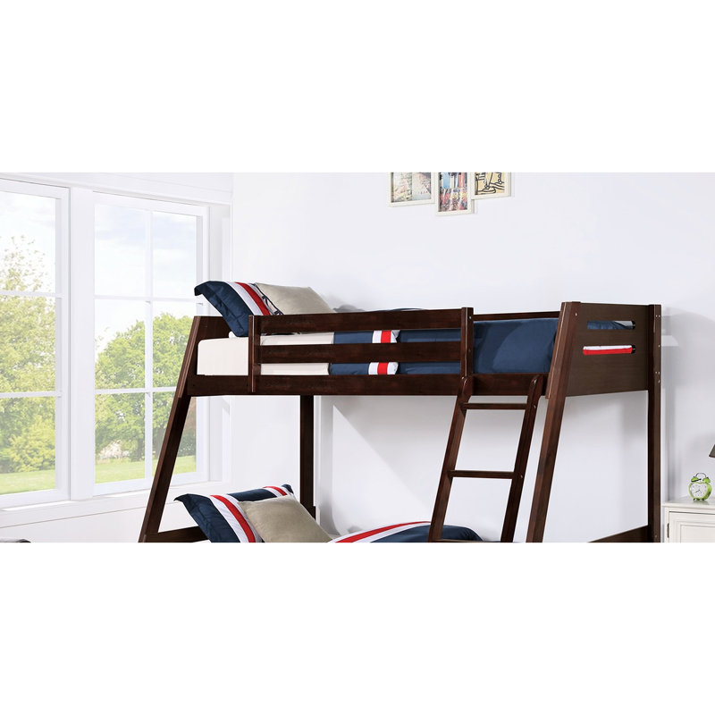 Transitional Twin Over Full Bunk Bed In Hue, Solid Wood Constitution, Reversible Angled , Underbed Drawers, Slat Design, Rails, Joint, Easy Assembly Operation Style, Full, Upper Insert & Lock,
