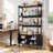 71''H Bookcase With Curved Storage Cabinet, 4-Tier Bookshelf With Tambour Sliding Door & Adjustable Leg-311185526