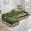Canapé Chesterfield 135 en L en velours avec jupe à pampilles-940351152