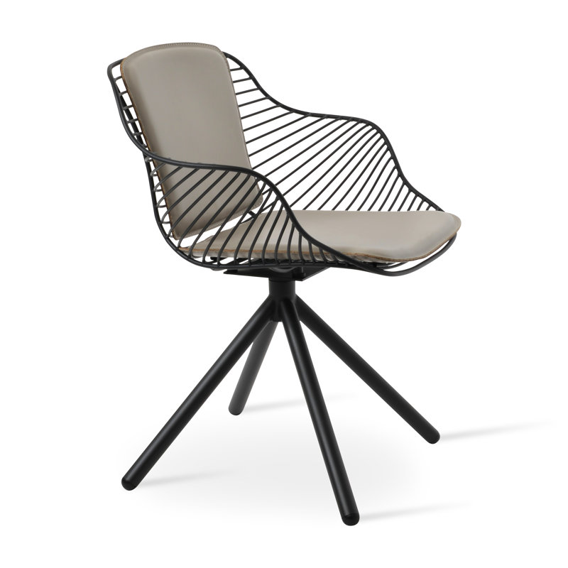 Zebra Stick Swivel Armchair, Bone Faux Leather