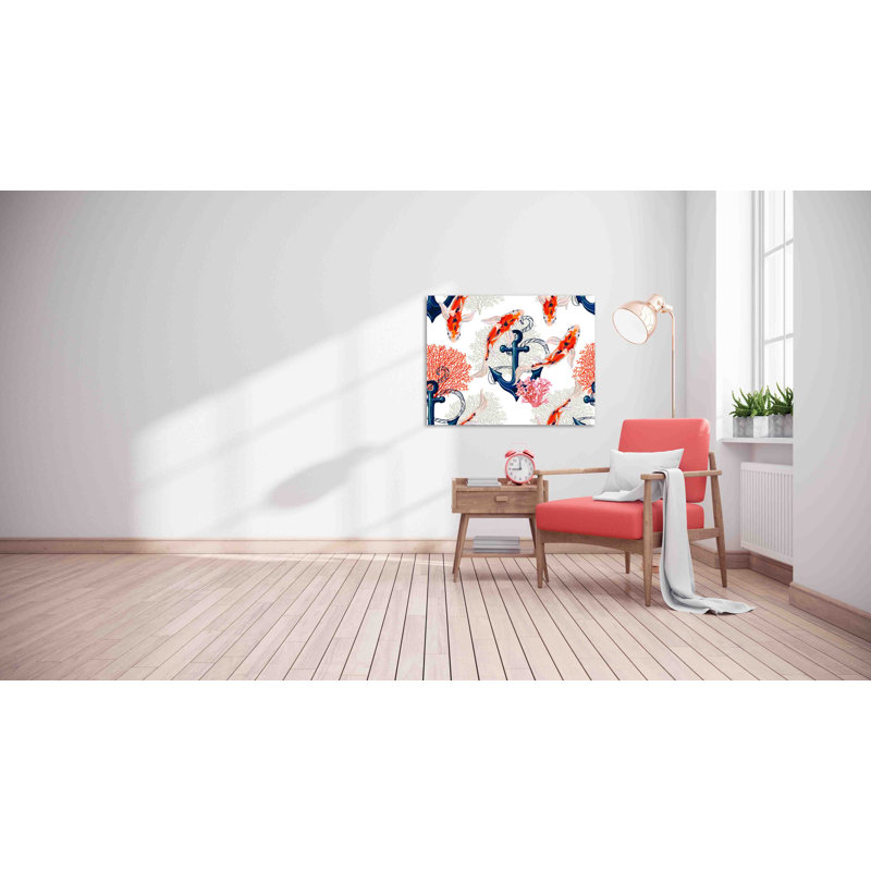 Tropical Pattern With Koi Fish Canvas Print - Wrapped Canvas Print, 127 cm H x 101 cm W