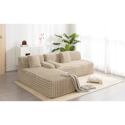 Canapé modulaire Coffee 110 po. Combiné, fausse fourrure de lapin, salon en forme de L, 3 places, confortable 110 po pour l'espace, café. Luxe en forme de L, 3, relaxant