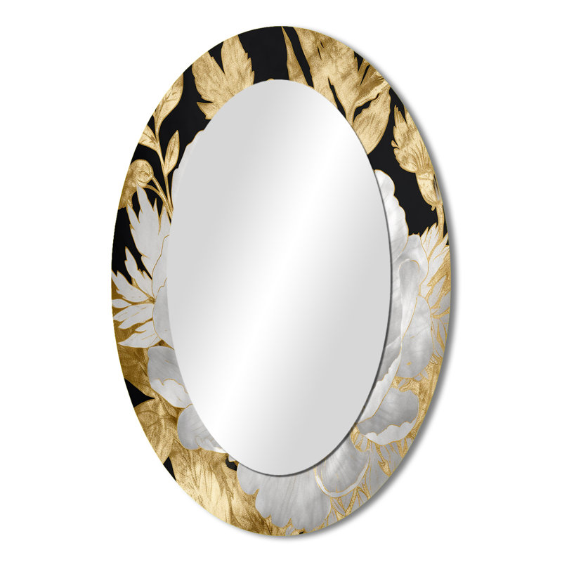 Miroir mural ovale en métal exquis, 36 po x 24 po