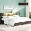 Cadre de lit en métal avec tête de lit, 2 armoires avec portes, lumières DEL et ports USB, grand espace de rangement-1248474926-1248474923