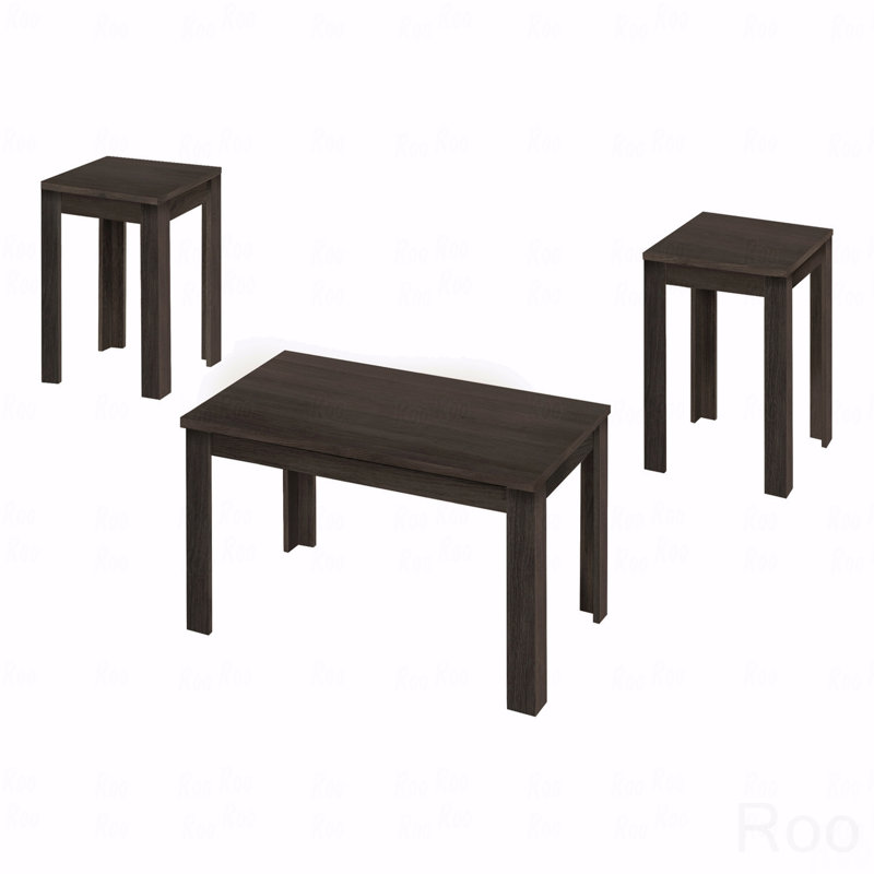 Ensemble de table, ensemble 3 pièces, café, bout, côté, accent, stratifié, transitionnel, Noyer