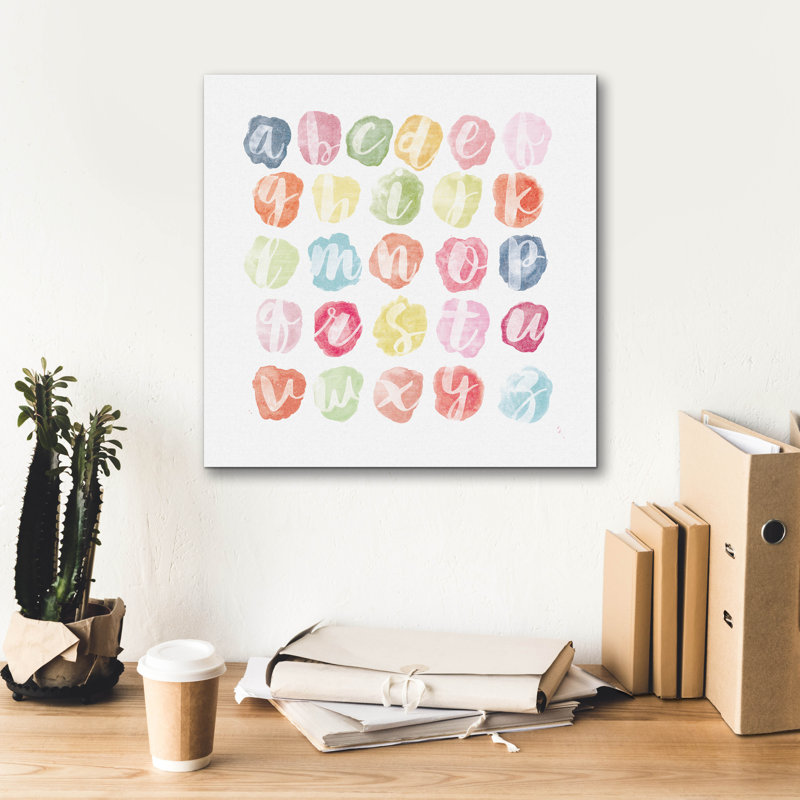 Art mural sur toile Epic Graffiti «Watercolor Alphabet» par Sarah Adams, H 18 po x l 18 po x P 0,75 po