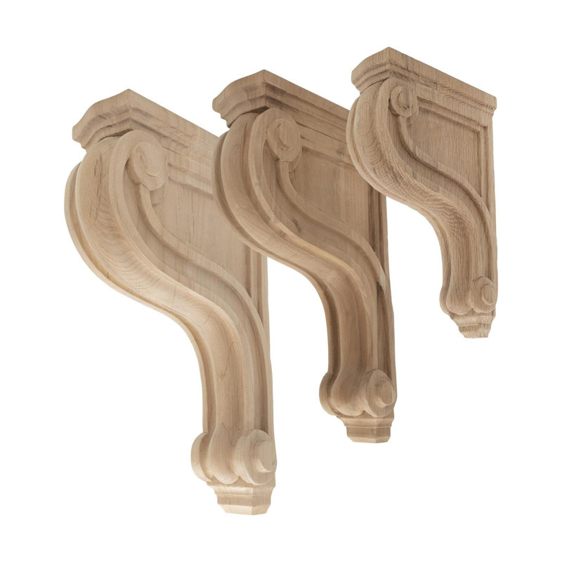 Corbeau en bois massif classique brut moyen 10-1 / 16 po x 2-1 / 8 po x 6-11 / 16 po, Érable dur