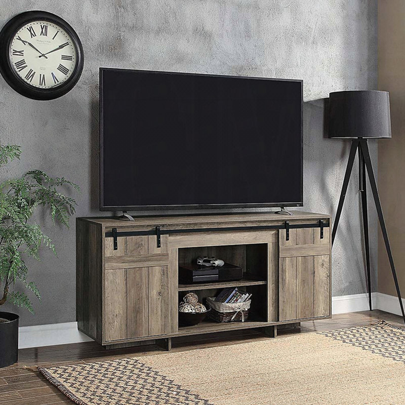 Meuble télé avec 2 portes de grange coulissantes