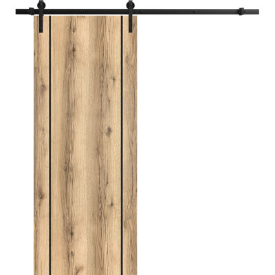 Solid + Manufactured Wood Paneled without Installation Hardware Kit Barn Door