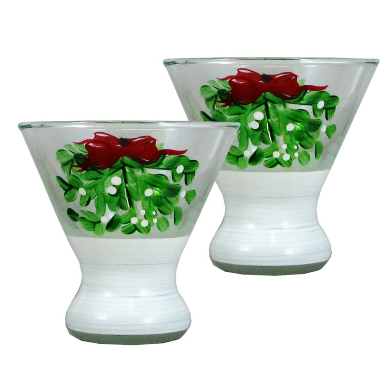 Mistletoe Pine 7 oz. Martini Glass (Set of 2) The Holiday Aisle