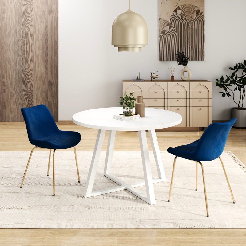 3 tables rondes à tréteaux avec 2 sièges confortables pour repas en bois exotique et bases en mousse dense