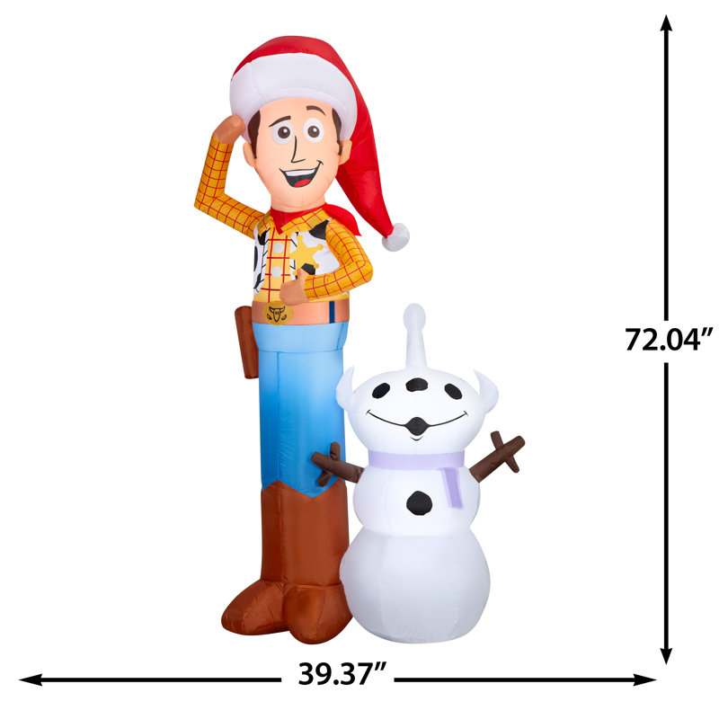 Airblown Christmas Light-Woody avec bonhomme de neige-scène-Disney